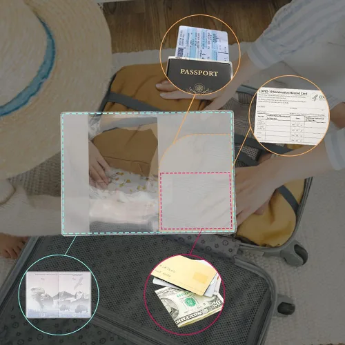 Vista 6 de WHALEZON Paquete de 5 fundas transparentes para pasaporte, protector de pasaporte de plástico transparente, Cartera de viaje