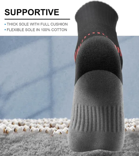Vista 3 de BULLIANT Calcetines deportivos para hombre, calcetines deportivos de compresión acolchados para hombres, para correr al aire libre, senderismo, arco