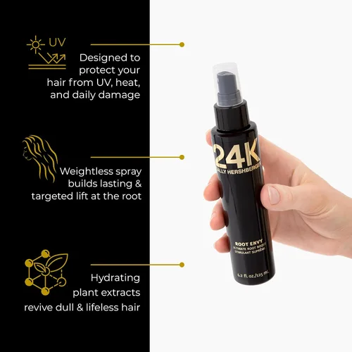 Vista 2 de Sally Hershberger Root Envy Ultimate Root Boost - Espray voluminizador protector de calor para cabello medio a fino con fórmula de elixir de oro