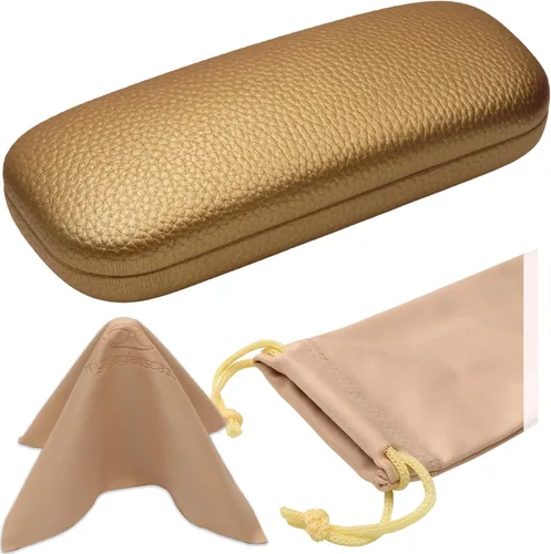 Vista 7 de MyEyeglassCase Estuche rígido para lentes de mujer Estuche protector de carcasa dura con bolsa y paño 1- Rosa de arándano floral
