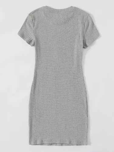 Vista 2 de Floerns Vestido ajustado de punto de manga corta con cuello en V para mujer