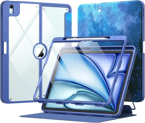 Vista 14 de MoKo Funda para iPad Air de 11 pulgadas 7ª/6ª generación M3/M2 2025/2024, iPad Air 5ª/4ª generación de 10.9 pulgadas 2022/2020 con soporte