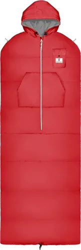 Vista 12 de Bolsa de dormir portátil Thermotuff con capucha doble, orificios para los brazos con cremallera, bolsillos y cordón ajustable: ideal para acampar