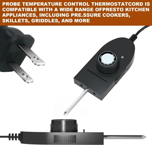Vista 6 de 06900 Cable termostato de control de temperatura de sonda para sartenes eléctricas Presto, parrillas, planchas de 1 y 3/8 pulgadas de espacio entre
