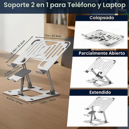 Vista 2 de Soporte ergonómico para portátil de acero de aleación