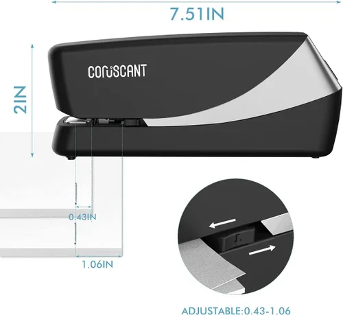 Vista 2 de Coruscant Engrapadora eléctrica, engrapadora automática, resistente, 25 hojas, almacena 210 grapas, incluye 2000 grapas y 1 removedor de grapas