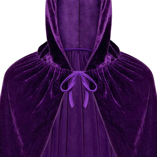 Vista 4 de Hooded Cloak Cape with Men Women and Kids, Velvet Cloak Vampire Witch Cape for Christmas Halloween Cosplay Costumes