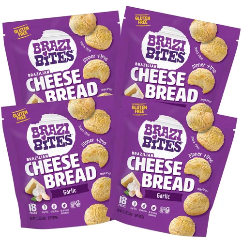 Vista 13 de Brazi Bites Pan de queso brasileño sin gluten: queso cheddar y parmesano Snacks de pan congelados vegetarianos Sin soja Sin ingredientes