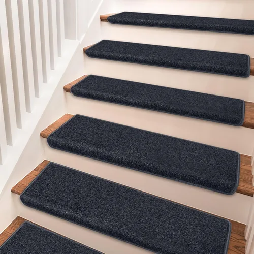 Vista 6 de PURE ERA Bullnose - Juego de peldaños de alfombra para escaleras sin cinta, antideslizantes, protectores de escaleras para interiores, alfombras