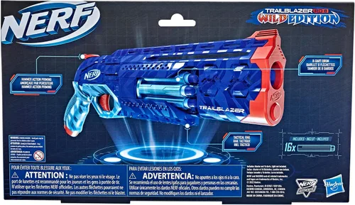 Vista 10 de Nerf Elite 2.0 Trailblazer RD-8 Blaster, diseño de color Wild Edition, tambor giratorio de 8 dardos, acción de martillo, 16 dardos de élite, riel