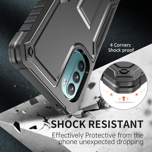 Vista 5 de FITO Funda para Moto G 5G 2022, funda resistente a prueba de golpes de doble capa para teléfono Moto G 5G 2022 con protector de pantalla, soporte