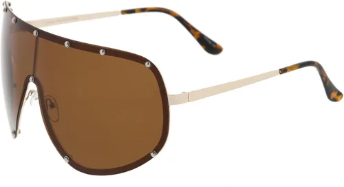 Vista 3 de zeroUV Oversize Flat Top Riveted Rimless Polarized Mono Lens Shield Sunglasses 80mm