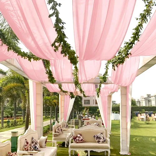 Vista 36 de 6 paneles de cortinas de techo azul bebé para boda, cortinas de techo de 5 pies x 10 pies, tela de drapeado para arco de boda, cortinas
