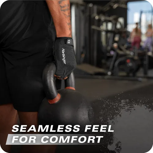 Vista 5 de Power Gloves 3.0 - Guantes de levantamiento de pesas duraderos de medio dedo con cierre de muñeca ajustable, palma de cuero transpirable, para hombre
