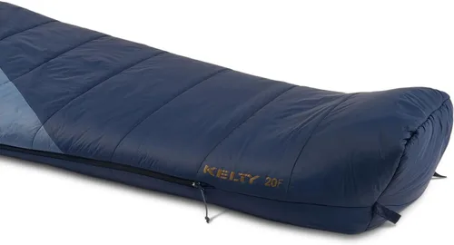 Vista 17 de Kelty Cosmic Relleno Sintético 20 Grados - Saco de Dormir para Mochileros – Correas de Compresión, Bolsa de Almacenamiento Incluida Azul oscuro