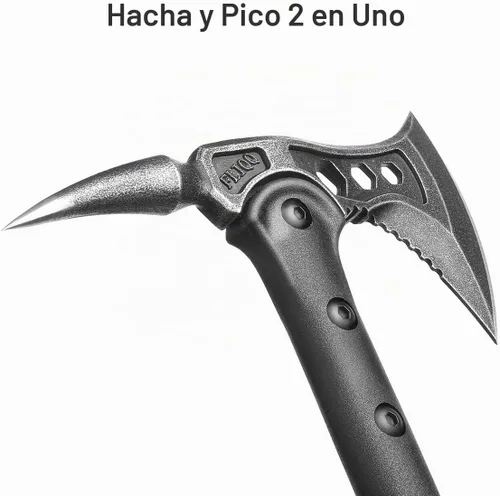 Vista 3 de Hacha de campamento, Tomahawk con pincho, hacha de supervivencia con funda, mango de fibra de nailon para supervivencia al aire libre, senderismo 1