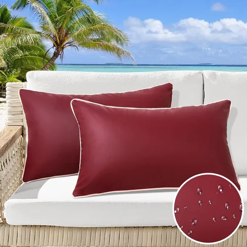 Vista 24 de Paquete de 2 fundas de almohada para exteriores de 12 x 20 pulgadas, resistente al agua, de piel de silicona, resistente a los rayos UV, resistente