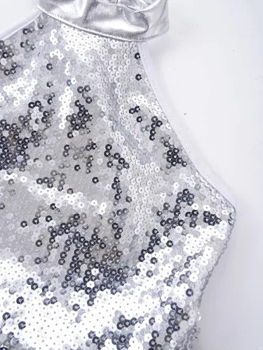 Vista 26 de CHICTRY Vestido tutú de ballet con lentejuelas brillantes para niñas y niñas, moderno disfraz de baile latino de jazz