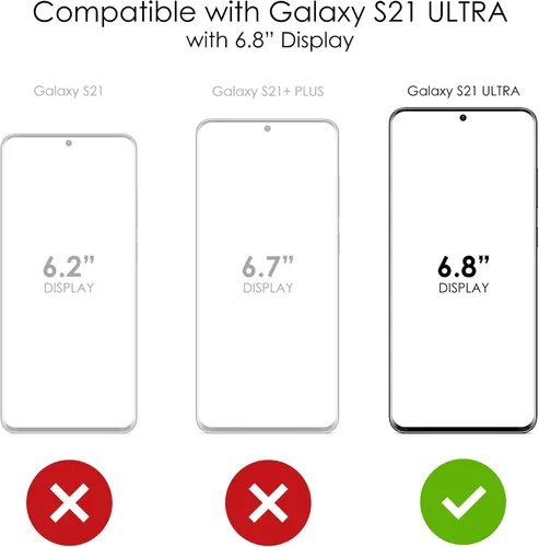 Vista 2 de DistinctInk Clear Shockproof Hybrid Case for Samsung Galaxy S21 Ultra (6.8" Display) - TPU Bumper, Acrylic Back, Fingerprint Compatible Screen
