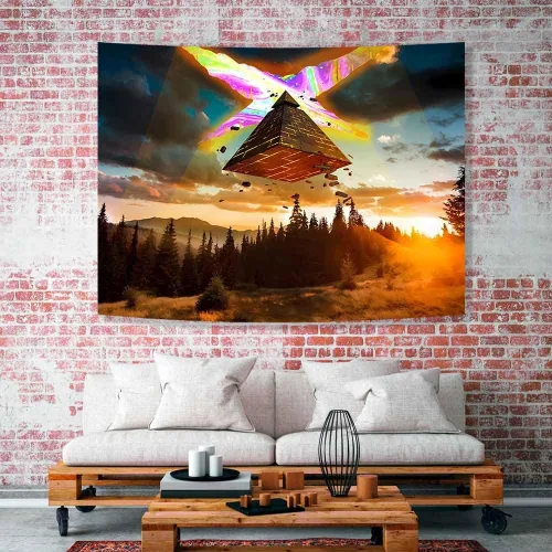 Vista 7 de Ine Ive Tapiz de naturaleza del bosque, Gravity Falls Tapiz de dibujos animados 40x30 pulgadas Fantasía Naturaleza Paisaje Decoración de pared