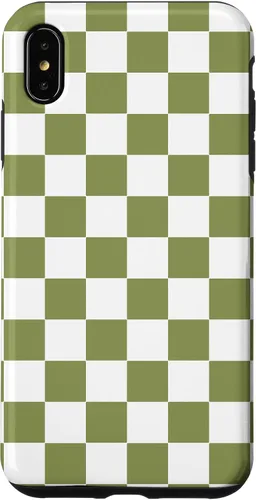 Vista 11 de Funda para iPhone 17 con diseño de cuadros verde oliva estético retro