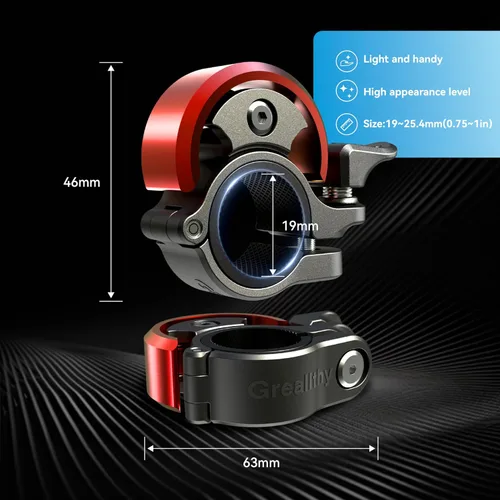 Vista 6 de Greallthy Loud Bike Bell for Adults Kids Fit 0.75-1in Handlebar Rojo