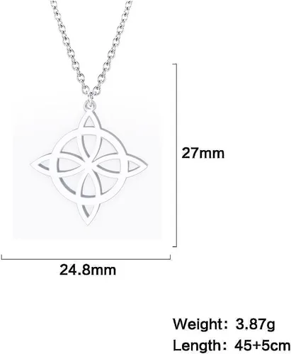Vista 5 de Collar de bruja, nudo celta de acero inoxidable, collar de nudo celta irlandés, collar wicca con símbolo wiccano, collar con colgante de símbolo