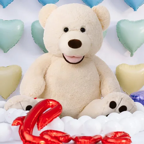 Vista 6 de MorisMos Oso de Peluche Gigante, Oso de 39 Pulgadas, Animales de Peluche Grandes con Huellas Grandes, Osos de Peluche de Regalo para Niños