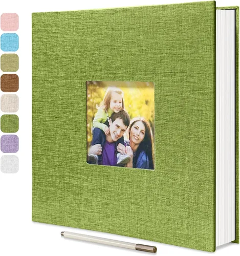 Vista 21 de HoneyTolly Álbum de fotos autoadhesivo para fotos de 4 x 6 imágenes, cubierta magnética de lino, 15 hojas/30 páginas en blanco para bodas Beige claro
