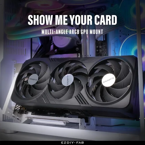 Vista 6 de EZDIY-FAB Soporte de montaje de GPU PCIe 4.0, ajuste multiángulo con cable vertical blanco, compatible con RTX4090, 4080, 4070ti, color blanco