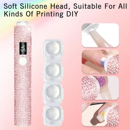 Vista 3 de Luz UV de mano para uñas de gel, lámpara de uñas UV con purpurina, mini lámpara de uñas de gel portátil inalámbrica para curado rápido, secador
