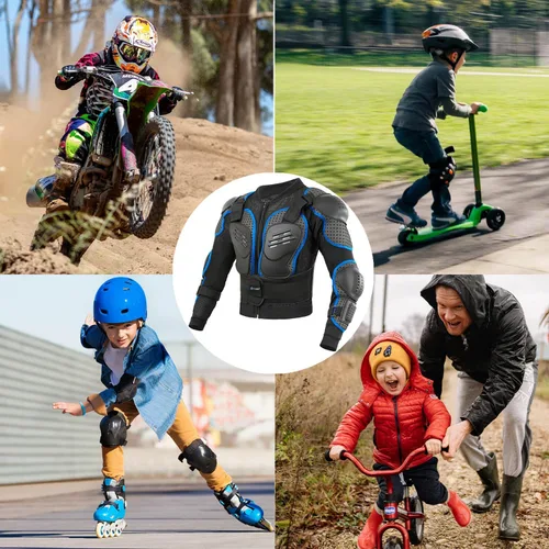 Vista 6 de Reomoto Chaqueta de motocicleta para niños, equipo de motocross, chaqueta de armadura de cuerpo completo para ciclismo, MTB, ATV, patinaje, esquí