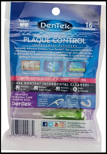 Vista 2 de Dentek Easy Brush Limpiadores interdentales para espacios extra estrechos, 16