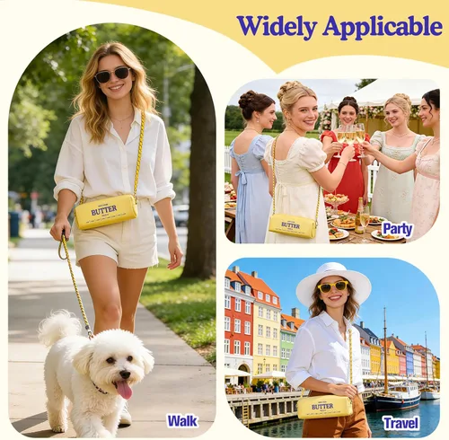 Vista 4 de Funny Butter Crossbody Bag, Small Purse with Chain Strap, PU Leather Shoulder Bag Gifts for Women Teen Girls