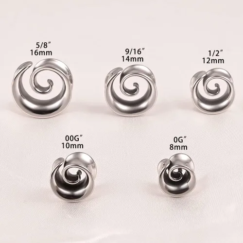 Vista 6 de 2 unidades de dilatadores de oreja en espiral de acero inoxidable 316 hipoalergénicos, dilatadores expansores, piercings corporales, 0.00 oz-1