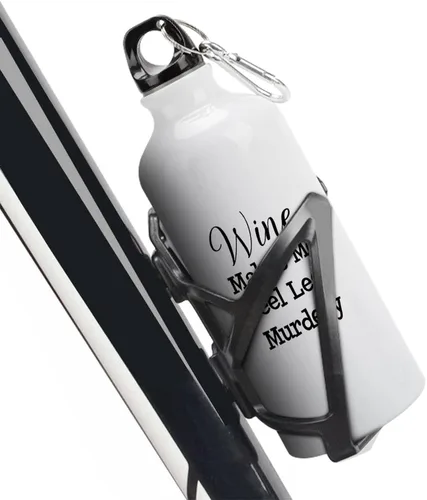 Vista 6 de Divertida botella de agua deportiva de aluminio con clip de mosquetón, 14 onzas, color blanco