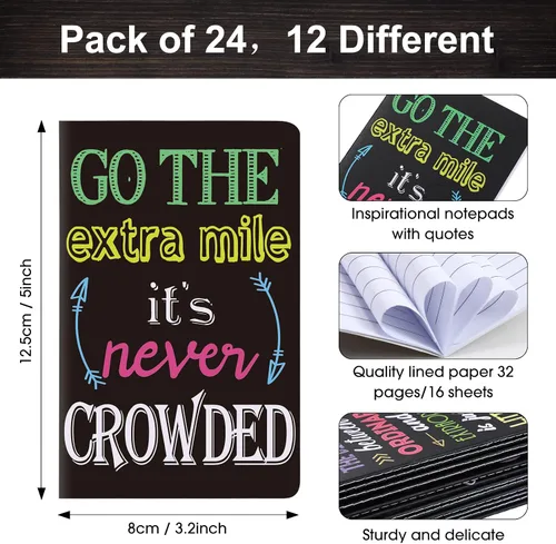 Vista 2 de Outus 24 blocs de notas inspiradores, cuaderno motivacional, cuaderno de bolsillo pequeño, cuaderno inspirador para escuela, oficina, viajes