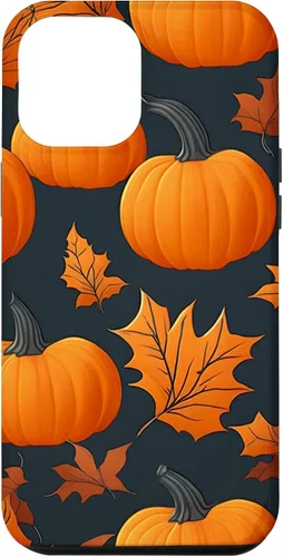 Vista 25 de iPhone 16 Pumpkins Black And Orange Plaid Fall Leaves Autumn Halloween Case