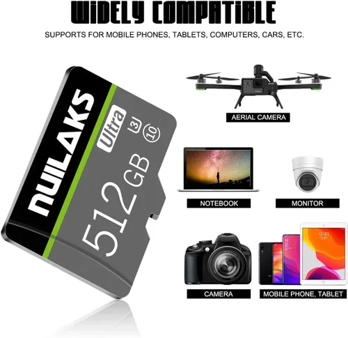 Vista 6 de Tarjeta Micro SD de 512 GB de alta velocidad para Nintendo Switch, tarjeta de memoria impermeable para teléfono inteligente Android, cámara digital