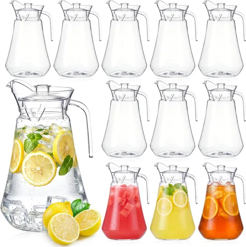 Vista 19 de Tessco 12 Pcs Plastic Pitchers 60 Oz Clear Water Beer Jug Large,Classic (Pack of 2)