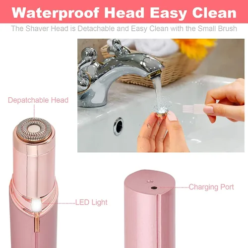 Vista 7 de LAIKME Depilación facial para mujeres, mini removedor de pelo, afeitadora eléctrica portátil para labios, barbilla, axila, melocotón fuzz, dedos