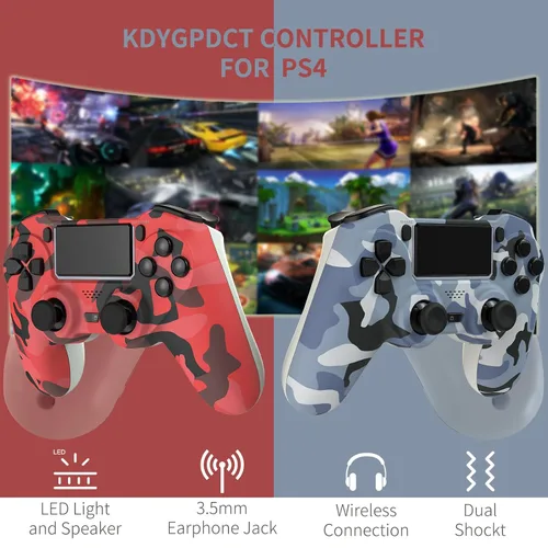 Vista 5 de KDYGPDCT 2 Pack Wireless Controller for PS4ProPC,Wireless Remote Gamepad with 1000mAh Battery Double Shock Audio 6-Axis Motion Sensor Share