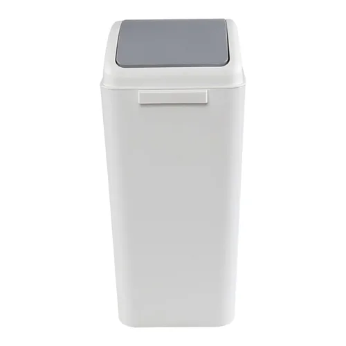 Vista 7 de bote de basura, tapa de plástico, 4 galones/15 litros Material plástico, diseño de tapa giratoria, cubo de basura de plástico, ideal para baño