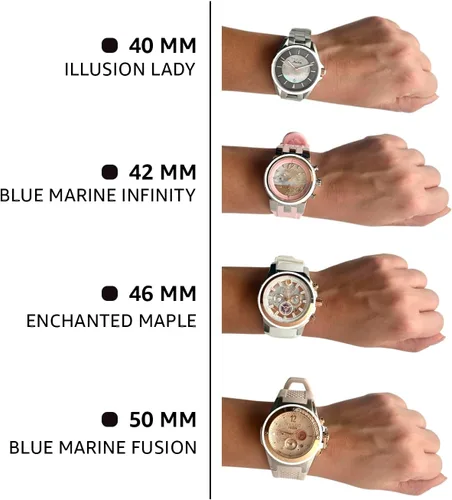 Vista 8 de MULCO Watches for Women-Blue Marine, Silver Stainless Steel Case with Silicone Wrist Band, Quartz Multifunction Movement,Large Analog Display