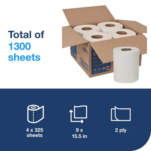 Vista 2 de Tork Centerfeed - Limpiaparabrisas de papel blanco M2, 100% reciclado, 4 x 325 hojas, 130251A