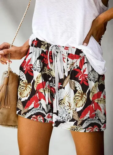 Vista 2 de Fekoafe - Pantalones cortos de algodón para verano, con cintura elástica y cordón, para mujer, cómodos, con bolsillos