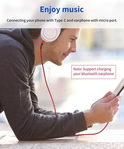 Vista 3 de JSAUX Cable USB C a Micro USB de 6.6 pies, cable trenzado tipo C a micro USB, cargador trenzado, compatible con carga y sincronización compatible