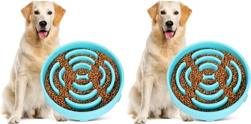 Vista 8 de JASGOOD Cuenco grande de rompecabezas para perros de alimentación lenta azul cielo, comedero más lento, antiasfixia, interactivo, parada