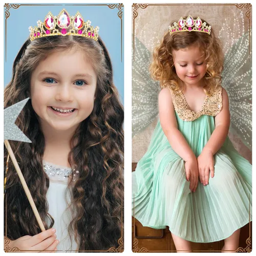 Vista 11 de CIEHER Rapunzel - Corona de princesa para niñas, diadema multicolor para fiesta de cumpleaños, cosplay de sirena