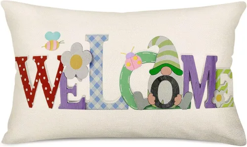 Vista 14 de Holly Jolly - Fundas de almohada navideñas de copos de nieve azul claro, decoración de casa de campo, funda de almohada de 12 x 20 pulgadas, fundas